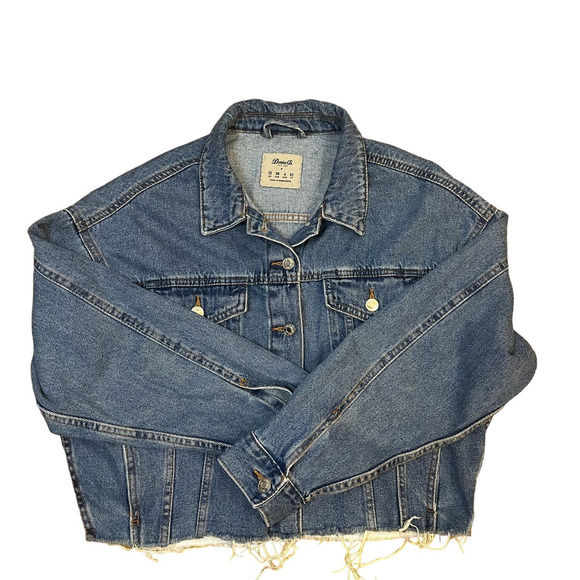 Denim Co Jackets & Blazers - Denim Co. Women's Cropped Blue Frayed Hem Denim Jean Jacket Size 6